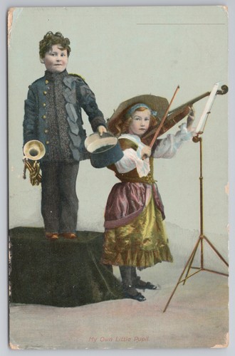 Postcard antique comic music