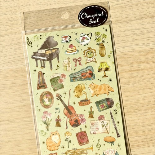 Green vintage music stickers - green,